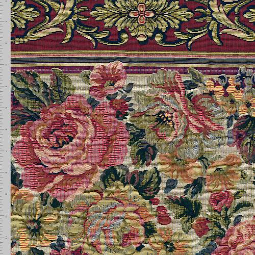 Red/Beige/Multi Floral Stripe Tapestry Home Decorating Fabric DFW57234