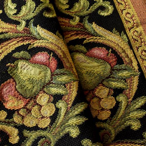 Black/Yellow/Multi Fruit Stripe Tapestry Decorating Fabric DFW57248