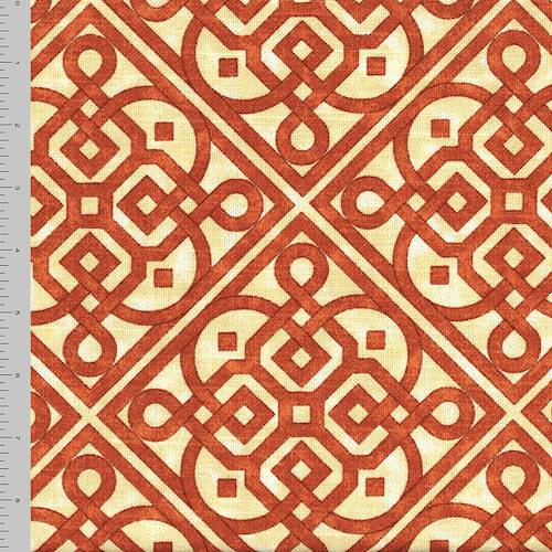 *1 7/8 YD PC--Rustic Orange/Beige Geometric Print Woven Home Decorating Fabric DFWX0737-X