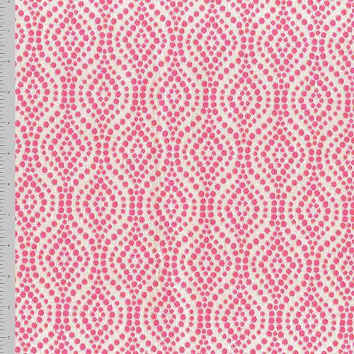 Bubblegum/White/Orange Ogee Dot Jacquard Decorating Fabric DFW57306