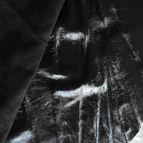 Oil Black Glossy Textured Leather Hide HIDE153