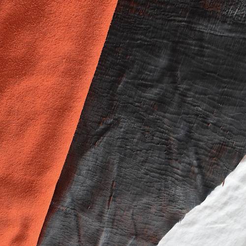 Matte Black/Orange Wave Stripe Textured Cow Leather Hide HIDE165