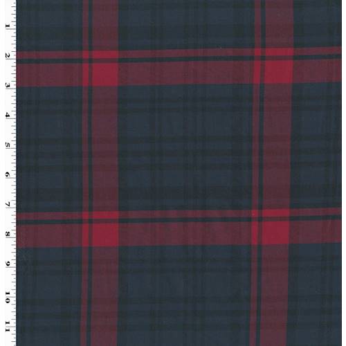 *2 1/2 YD PC--Red/Black/Blue Cotton Plaid Twill Shirting