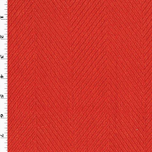 Clementine Red Textured Chevron Woven Decorating Fabric DFW57447