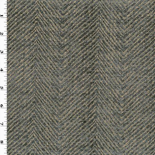 Gunmetal Gray/Beige Chevron Chenille Woven Decorating Fabric DFW57461