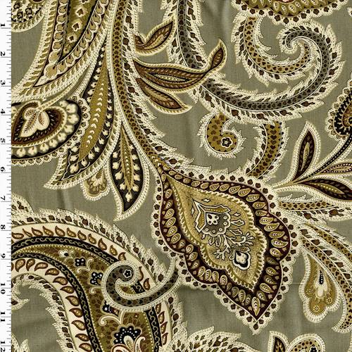 *5 7/8 YD PC--Brown/Yellow Multi Paisley Printed Woven Home Decorating Fabric DFWX0797-X
