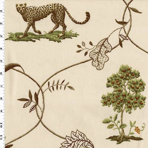 *8 7/8 YD PC--Cream/Green Multi P Kaufmann Vine/Animal Home Decorating Fabric DFWX0799-X