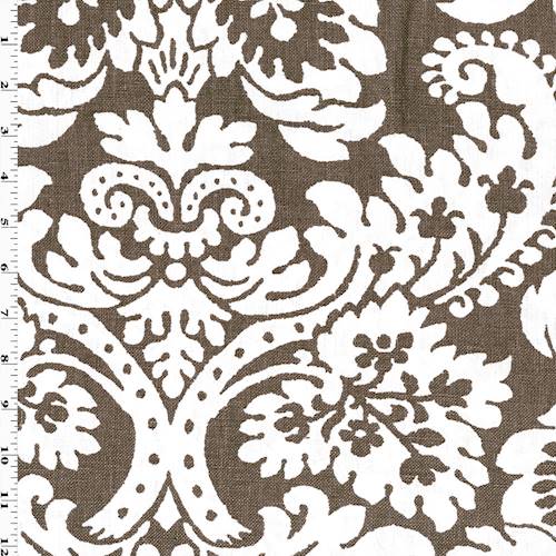 *8 3/4 YD PC--Brown/Ivory Floral Print Basket Woven Home Decorating Fabric DFWX0801-X