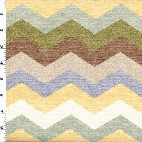 *8 YD PC--Yellow/Green/Brown Multi Horizontal Zig-Zag Printed Home Decorating Fabric DFWX0805-X