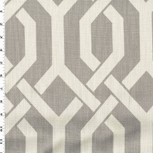 *3 YD PC--Taupe/Gray Geometric Printed Basket Weave Home Decorating Fabric DFWX0807-X