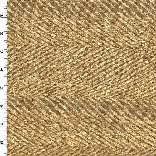 Golden/Taupe Abstract Herringbone Chenille Decor Fabric DFW57485