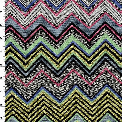 Yellow/Black/Multi Chevron Textured Jacquard Decor Fabric DFW57490