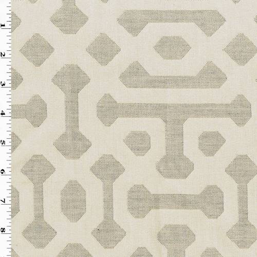 Gray/Beige Geometric Trellis Double Jacquard Decor Fabric DFW57519