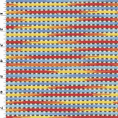 Blue/Yellow/Multi Ikat Stripe Jacquard Decorating Fabric DFW57520