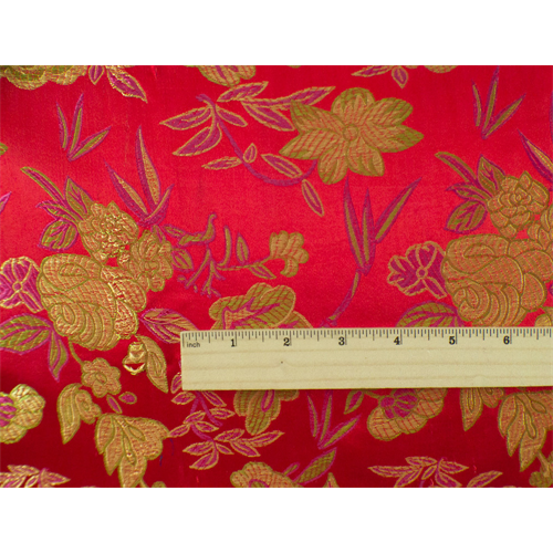 *1 YD PC--Red/Multi Floral Brocade