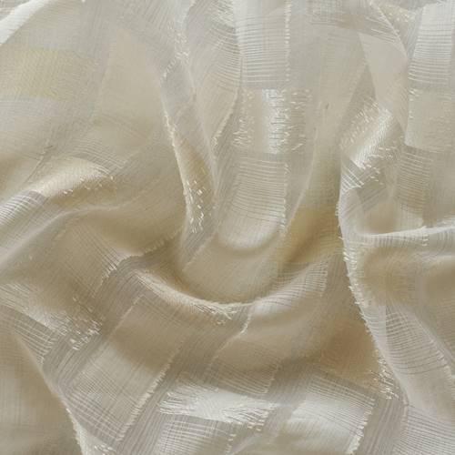 Ivory/White/Beige Semi-Sheer Ikat Plaid Woven Drapery Fabric DFW57584