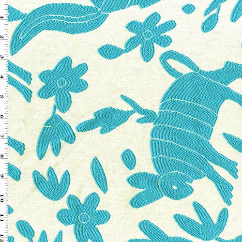 Teal/Beige Abstract Floral/Donkey Jacquard Decor Fabric DFW57647