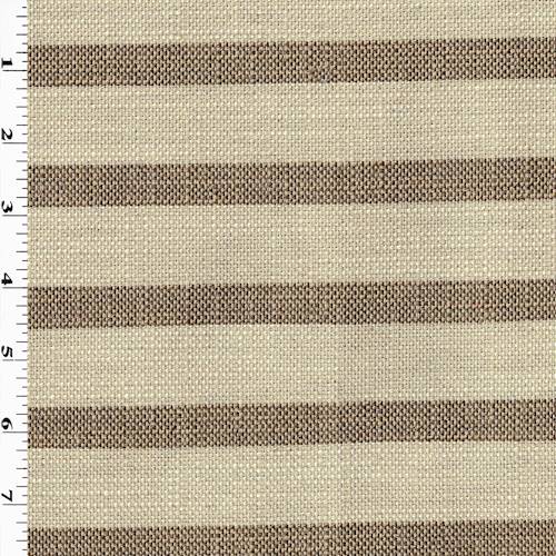 Beige/Brown Textured Stripe Slub Woven Decorating Fabric DFW57675