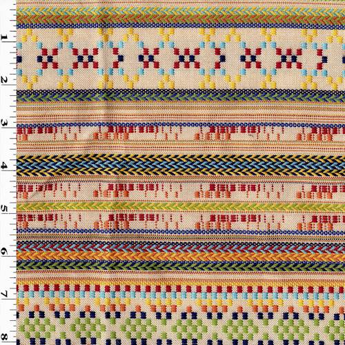 Multicolor Abstract Pixel Stripe Jacquard Decorating Fabric DFW57685