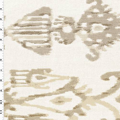 White/Taupe Abstract Ikat Jacquard Home Decorating Fabric DFW57688