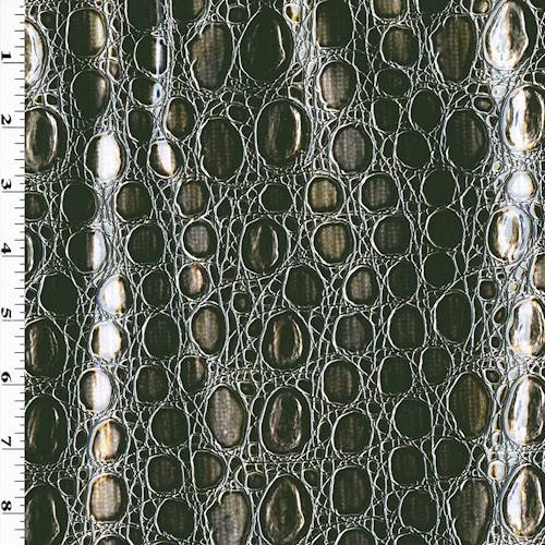 Black/Gunmetal Embossed Reptile Skin Faux Leather DFW57743