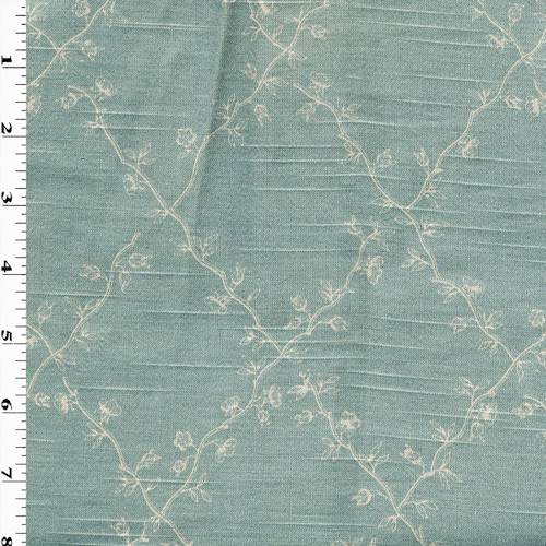 Antique Green/Beige Bud Vine Trellis Printed Decor Fabric DFW57779