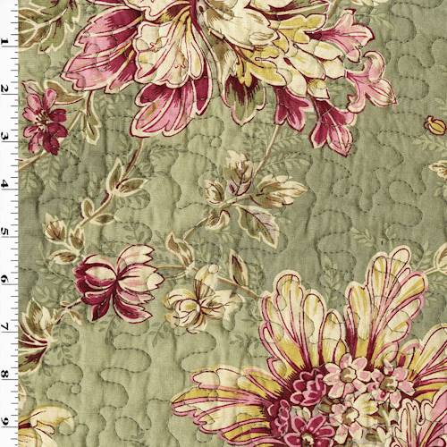 Green/Multi Floral/Plaid Double Sided Quilt Decor Fabric DFW57780
