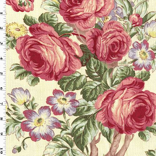 Pink/Yellow/Multi Floral Printed Cotton Dobby Decor Fabric DFW57787