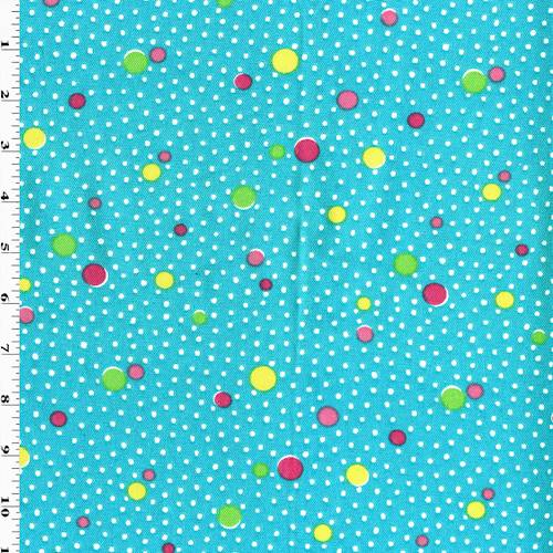 Aqua/Yellow/Multi Polka Dots Print Canvas Decorating Fabric DFW57793
