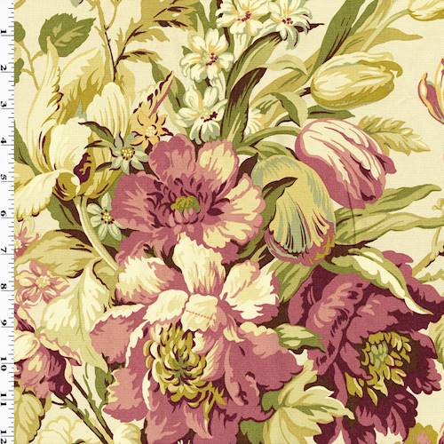 Antique Beige/Multi Waverly Floral Print Twill Decor Fabric DFW57797