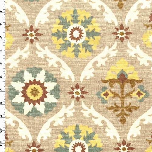 Antique Brown/Multi Floral Printed Canvas Decorating Fabric DFW57800