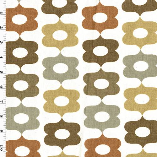 Brown/Gray/Multi Abstract Ogee Print Canvas Decor Fabric DFW57801