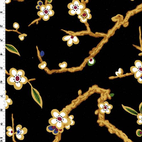 Black/Beige/Multi Floral Printed Rib Home Decorating Fabric DFW57802