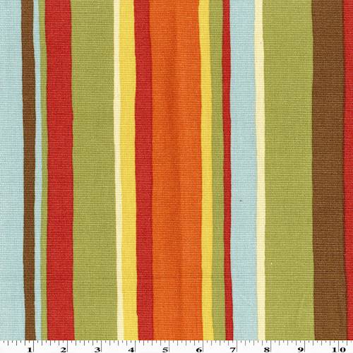 Teal/Orange/Multi Stripe Printed Rib Home Decorating Fabric DFW57803