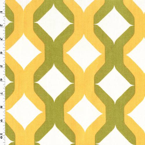 Green/Multi Abstract Trellis Printed Canvas Decor Fabric DFW57809