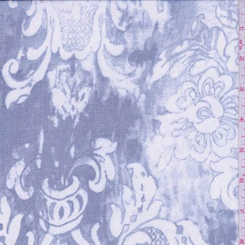 *2 5/8 YD PC--Blue Stylized Floral Silk Chiffon