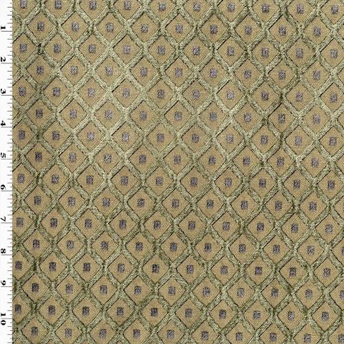 Dusty Sage/Beige Diamond Chenille Jacquard Decor Fabric DFW57848