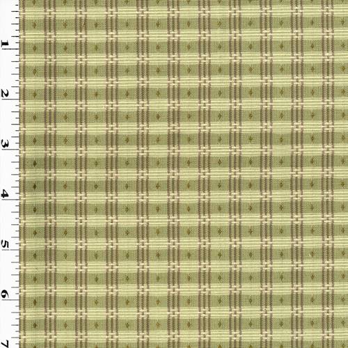 Pistachio Green/Brown Dobby Plaid Home Decorating Fabric DFW57853