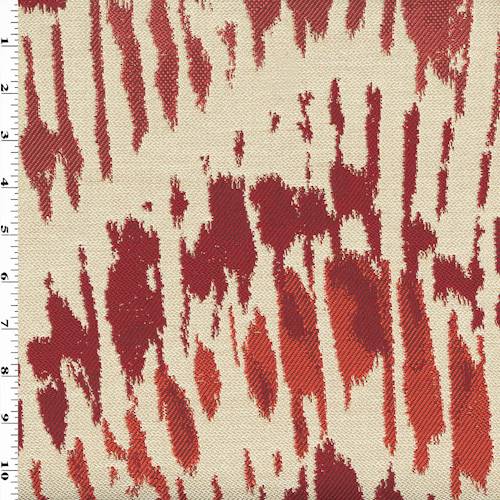 *9 1/4 YD PC--Sunset Orange/Red Broken Abstract Jacquard Decorating Fabric