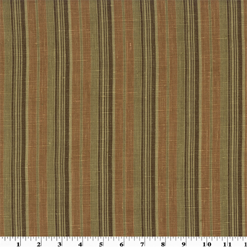 *7 1/4 YD PC--Copper/Brown Printed Stripe Vintage Linen Home Decorating Fabric