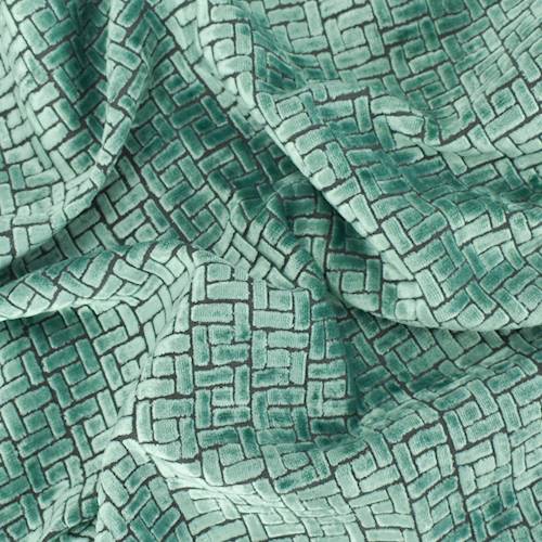 Laguna Teal/Gray Jenga Pile Velvet Woven Decorating Fabric DFW57949