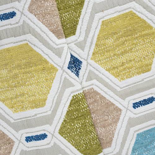 Teal/Olive/Multi Abstract Hex Jacquard Decorating Fabric DFW58041