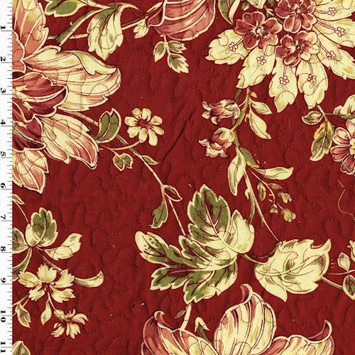 Red/Multi Floral/Plaid Double Sided Quilt Decorating Fabric DFW58051