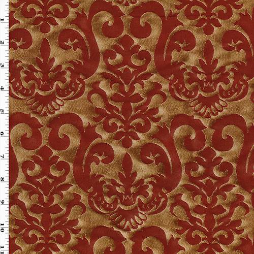 Deep Brick/Gold Baroque Damask Home Decorating Fabric DFW58052