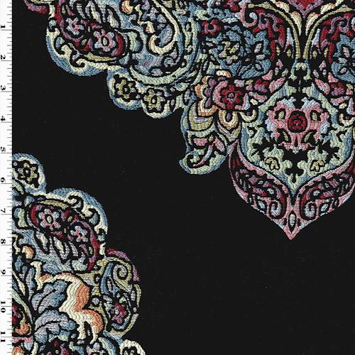 Teal/Black/Multi Crest Paisley Home Decorating Fabric DFW58053