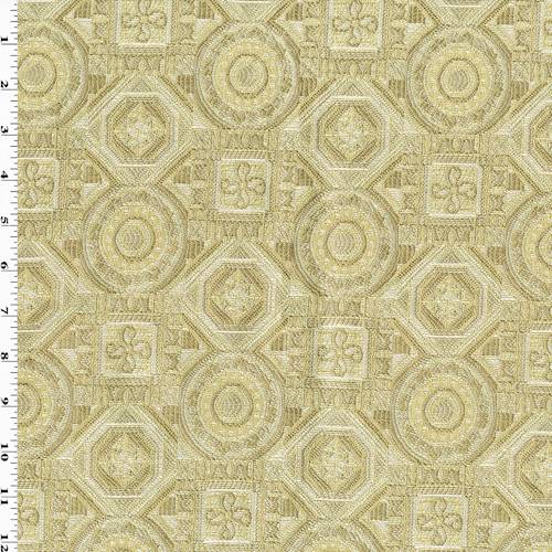 Taupe/Pearl Beige Circle Diamond Tile Jacquard Decor Fabric DFW58086