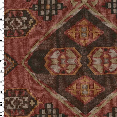 Brown/Beige/Multi Tribal Printed Faux Suede Decor Fabric DFW58091
