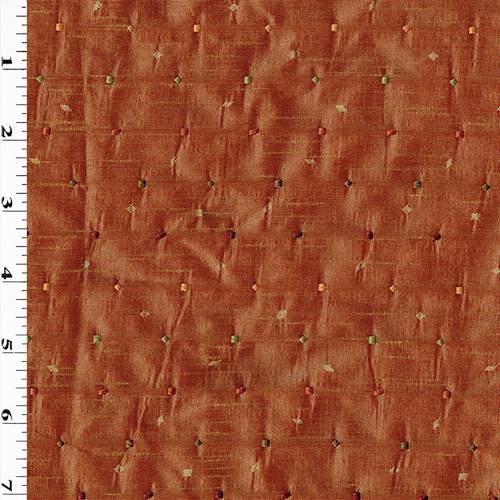 Sunset Orange/Gold Embroidered Shantung Decorating Fabric DFW58095