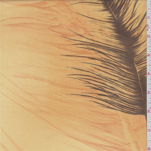 *3 YD PC-Golden Beige/Brown Feather Print Georgette