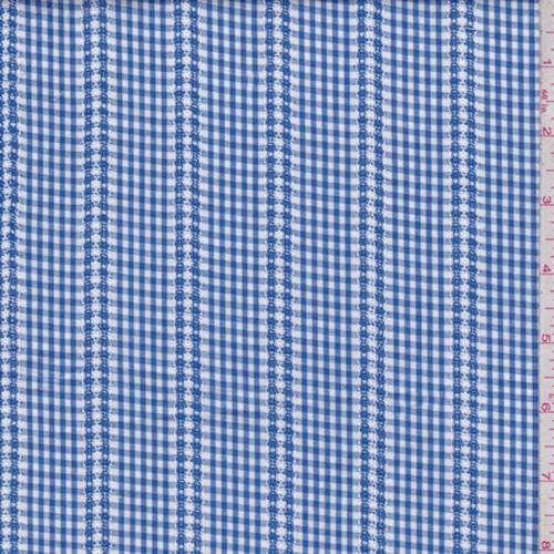 Blue Gingham Check Cotton Shirting